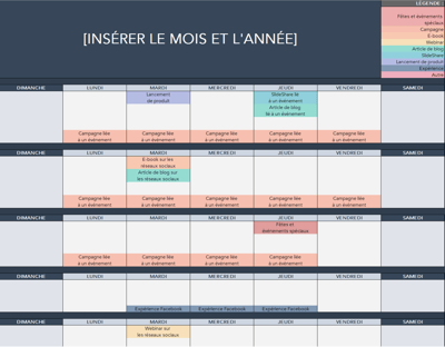 calendrier réseaux sociaux